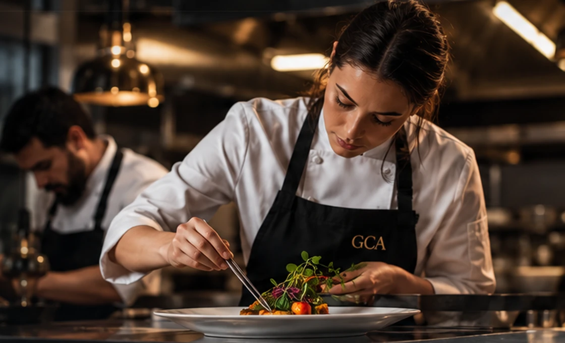 Culinary professionals working together in a professional kitchen
